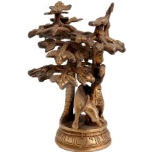 Brass Krishna Statue Cow Under Kadamba Tree