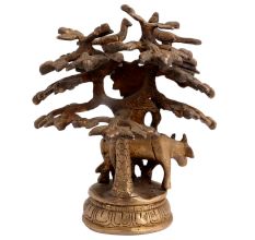 Brass Krishna Statue Cow Under Kadamba Tree
