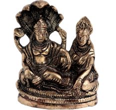 Brass Lord Vishnu With Goddess Laxmi resting On Sheshnag Showpiece