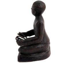 Brass English Gentlemen Sitting Statue Holding Twisted rods