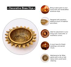 Hand crafted Sunflower Brass Oil Lamp