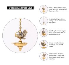 Magnificent Brass peacock With Hanging Lamp Or Diya