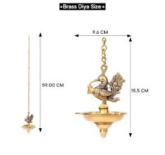 Magnificent Brass peacock With Hanging Lamp Or Diya