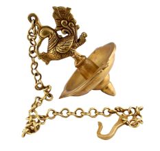 Magnificent Brass peacock With Hanging Lamp Or Diya