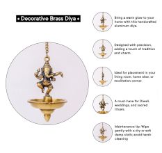Brass Lord Ganesha With Hanging Lamp Or Diya