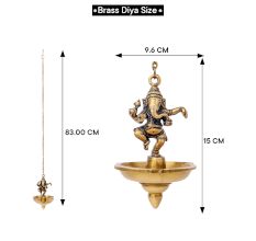 Brass Lord Ganesha With Hanging Lamp Or Diya