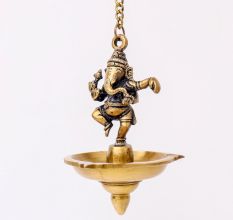 Brass Lord Ganesha With Hanging Lamp Or Diya