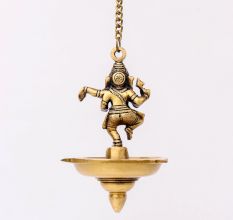 Brass Lord Ganesha With Hanging Lamp Or Diya