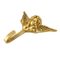 Cute Single Brass Cherub Face Wall Hook