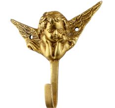 Cute Single Brass Cherub Face Wall Hook