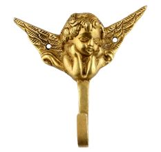 Cute Single Brass Cherub Face Wall Hook