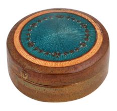 Round Blue Painted Copper Storage Box