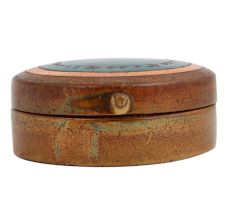 Round Blue Painted Copper Storage Box
