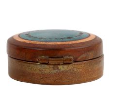 Round Blue Painted Copper Storage Box