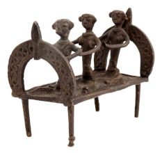 Tribal Brass Three Villagers Rowing A Boat Showpiece