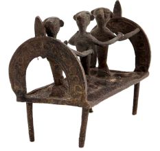 Tribal Brass Three Villagers Rowing A Boat Showpiece