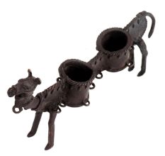 Brass Long Camel Statue With Two Candle Holders