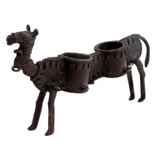 Brass Long Camel Statue With Two Candle Holders