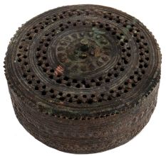 Round Brass Jali Design Jewelry Box