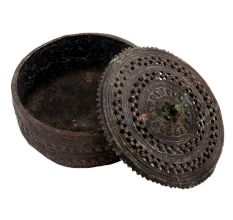 Round Brass Jali Design Jewelry Box