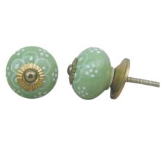 Pea Green Floral Knob