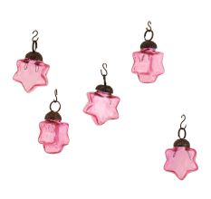 Pink Star Combo Glass Tiny Christmas Hanging Set of 25