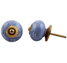 Slate Blue Floral Knob