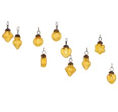 Yellow Amber Combo Glass Tiny Christmas Hanging Set of 25