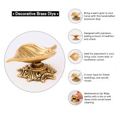 Handmade Brass Leaf Shaped Oil Lamp For Diwali Pooja