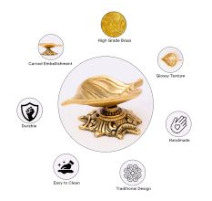 Handmade Brass Leaf Shaped Oil Lamp For Diwali Pooja