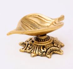 Handmade Brass Leaf Shaped Oil Lamp For Diwali Pooja