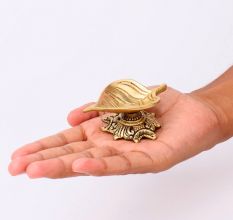 Handmade Brass Leaf Shaped Oil Lamp For Diwali Pooja