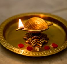 Handmade Brass Leaf Shaped Oil Lamp For Diwali Pooja
