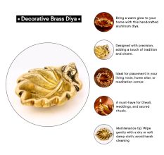 Brass Ganpati And Leaf Oil Lamp Diya