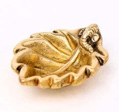 Brass Ganpati And Leaf Oil Lamp Diya