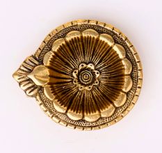 Brass Flower Engraved Diya Oil Lamp