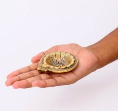Brass Flower Engraved Diya Oil Lamp