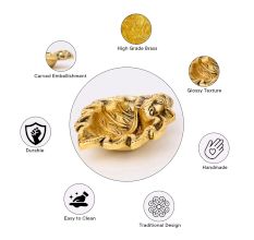 Brass Ganpati On Leaf Ritual Oil Lamp