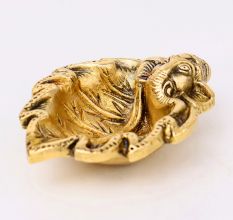 Brass Ganpati On Leaf Ritual Oil Lamp