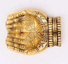 Engraved Design Two Hands Brass Diya Oil Lamp