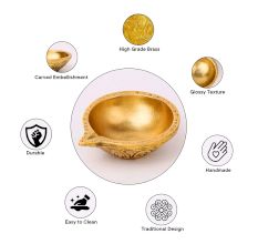 Brass Round Shaped Diwali Oil Lamp Diya