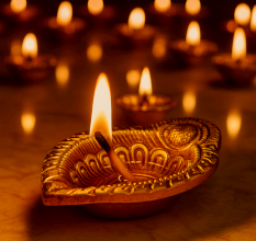 Intricate Leaf Shaped Diwali Decoration Diya