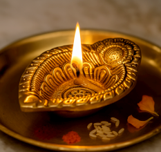 Intricate Leaf Shaped Diwali Decoration Diya