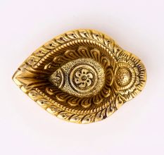 Intricate Leaf Shaped Diwali Decoration Diya
