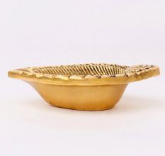 Intricate Leaf Shaped Diwali Decoration Diya