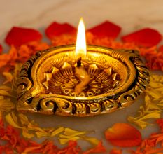 Designer Round Brass Oil Lamp Festive Diya