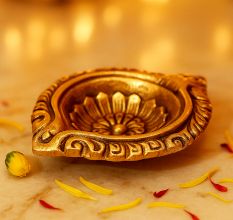 Designer Round Brass Oil Lamp Festive Diya