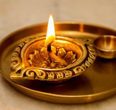 Designer Round Brass Oil Lamp Festive Diya