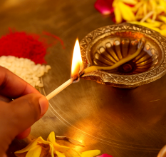 Tribal Design Round Brass Oil Lamp Diya