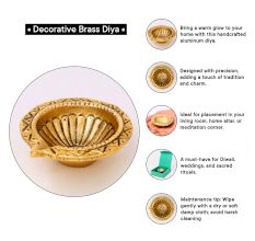 Tribal Design Round Brass Oil Lamp Diya